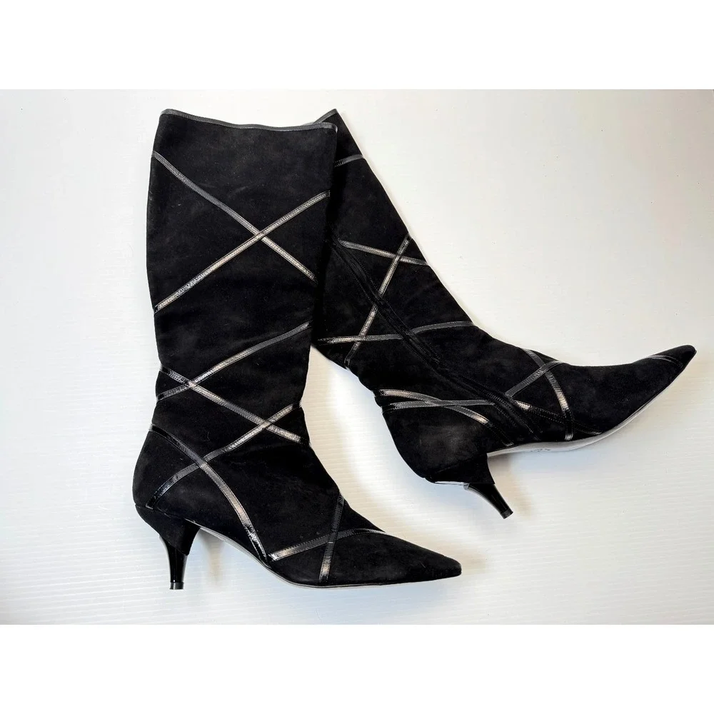 Georgina Goodman Suede Kitten Heel Boots Women 40 US‎ 9? NWOB Art to wear RARE